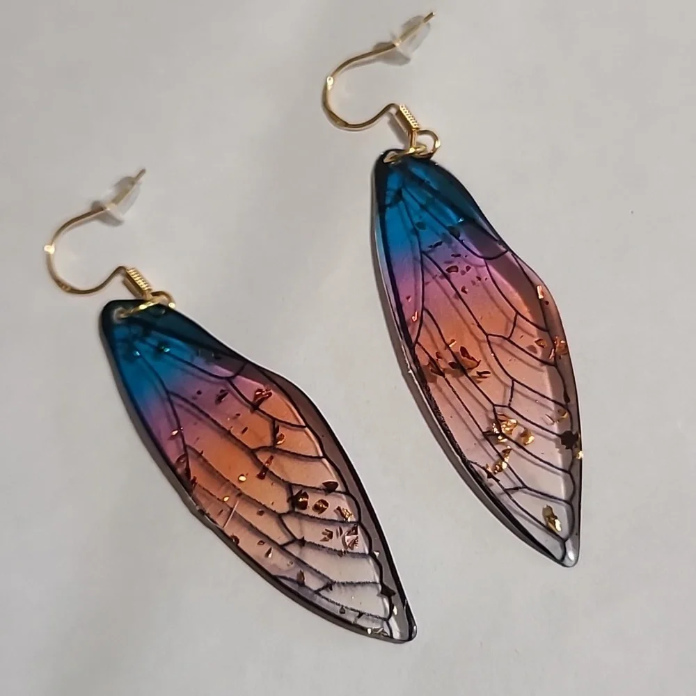 Handmade Dragonfly wing earrings - Picture 4 of 4